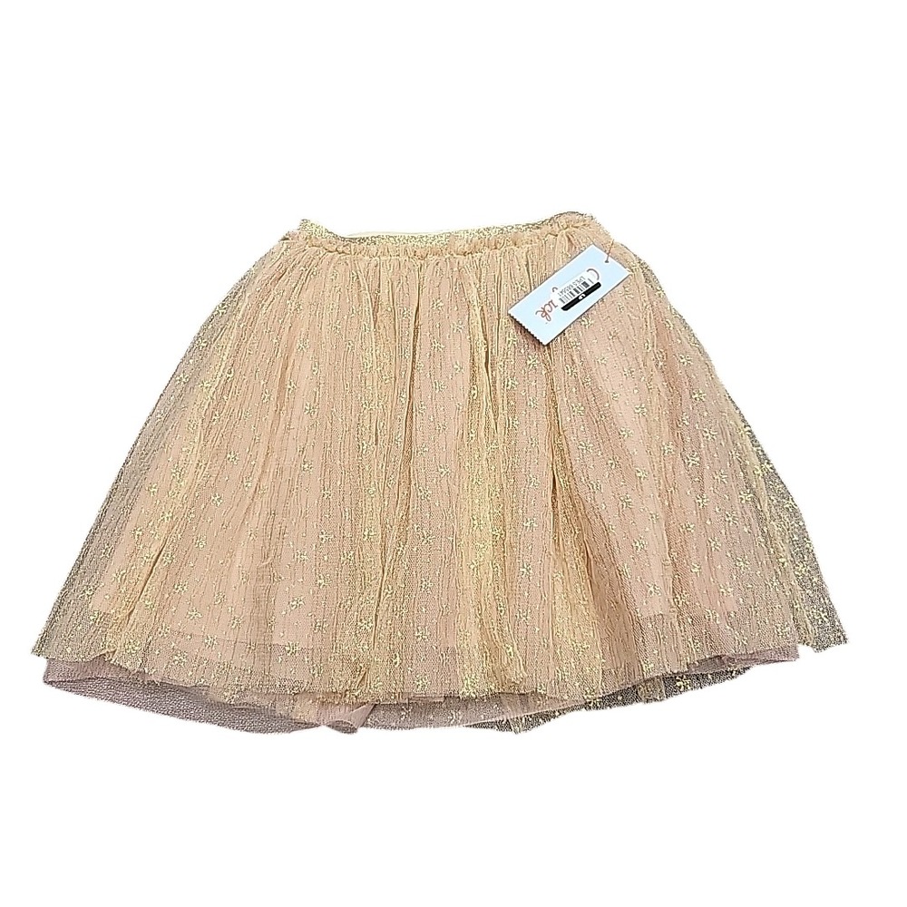 Girls Pull On Holiday Party Skirt - Cat & Jack Gold Embroidery Size X-Small 4/5
